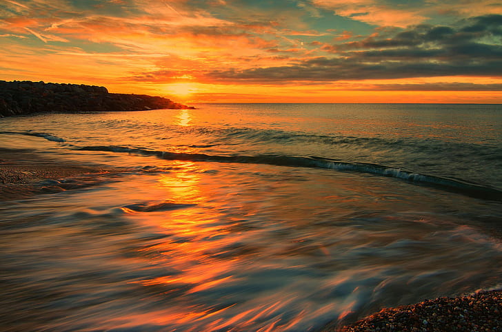 Italy sea sunset, Sunset, Sea, Italy, beautiful, download, HD wallpaper