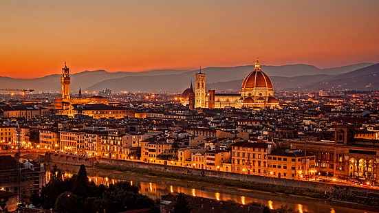 foto udara dari bangunan kota, italia, florence, firenze, la cattedrale, di santa maria del fiore, Wallpaper HD HD wallpaper