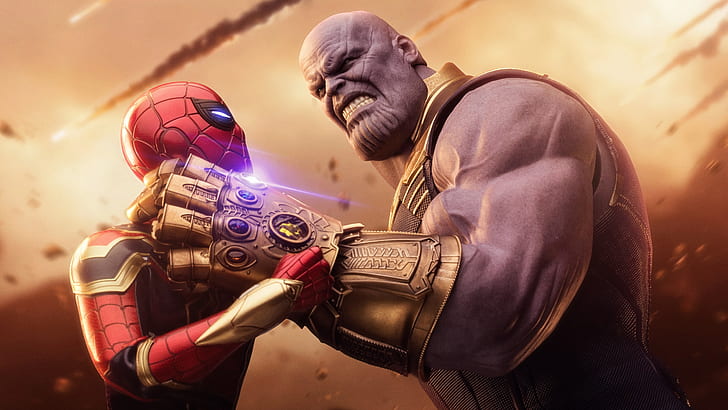 Film, Avengers: Infinity War, Spider-Man, Thanos, Sfondo HD