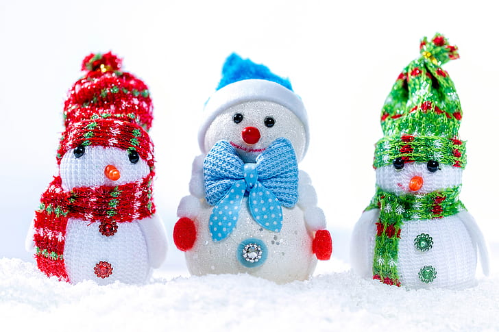 Photography, Snowman, Colorful, Cute, Hat, Scarf, HD wallpaper