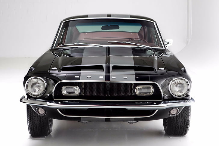 1968, czarny, samochody, fastback, ford, gt350, mustang, shelby, Tapety HD