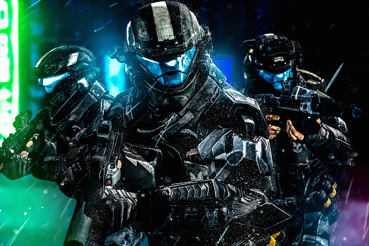 Солдаты, отряд, Halo 3: ODST, броня, HD обои