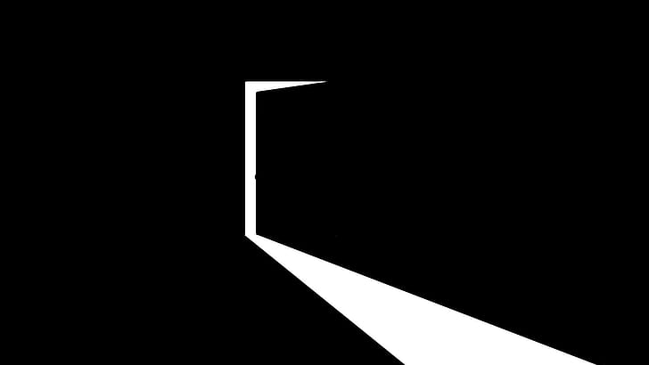 Открытие двери, черно-белый логотип открытой двери, вектор, 1920x1080, дверь, HD обои