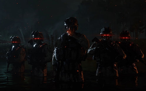 Death Stranding, видеоигры, солдат, оружие, винтовки, красные глаза, темнота, HD обои HD wallpaper