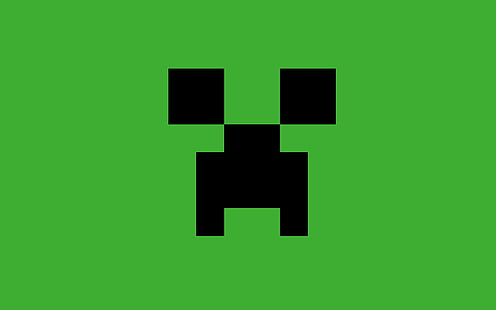 Minecraft Creeper ، ألعاب الفيديو ، أسود ، خلفية خضراء ، ماين كرافت الزاحف ، ألعاب الفيديو ، أسود ، خلفية خضراء، خلفية HD HD wallpaper