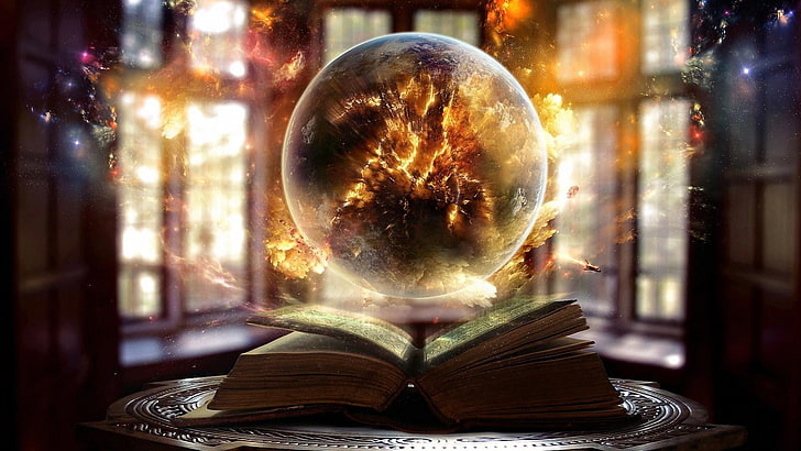 magia, sogno, palla, libro, fantasy art, fantasy world, world, mistico, immaginazione, Sfondo HD