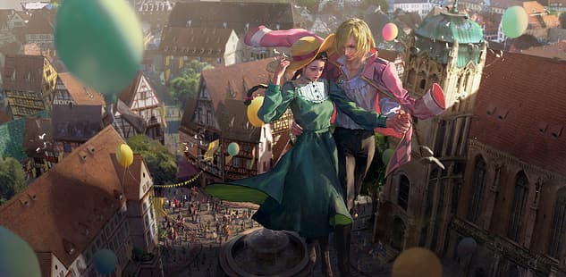 seni fantasi, karya seni, Howl's Moving Castle, Studio Ghibli, Wallpaper HD HD wallpaper
