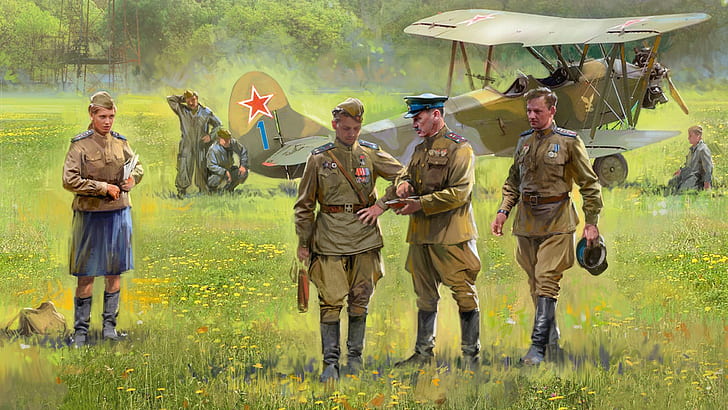 USSR, the airfield, pilots, The red army, Soviet multirole biplane, In 2ВС, primary liaison aircraft Soviet air force, U-2ВС, HD wallpaper