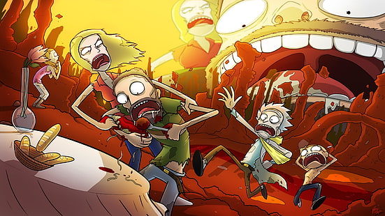 Rick and Morty digital tapet, Rick and Morty, Adult Swim, Rick Sanchez, Morty Smith, tecknad film, Jerry Smith, Beth Smith, Summer Smith, HD tapet HD wallpaper