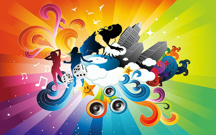 Music Colorful Dynamic Vector, colorful, music, vector, dynamic, vector and design, HD wallpaper