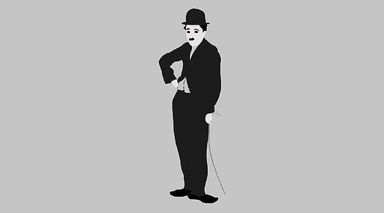 Charlie Chaplin, ilustracja Charlie Choplin, śmieszne, komiks, minimalistyczny, charlie, chaplin, film, Tapety HD HD wallpaper