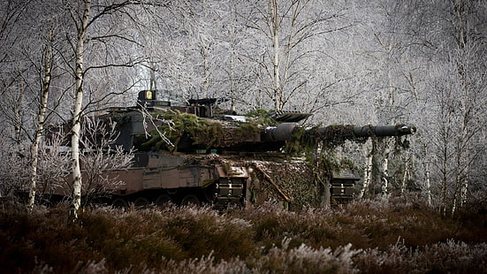 dipinto dell'aereo da caccia nero, militare, carro armato, Leopard 2, Bundeswehr, Sfondo HD HD wallpaper