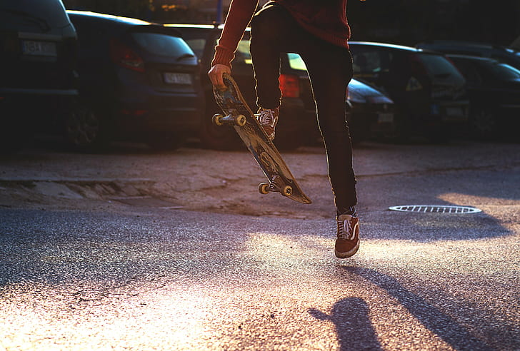 skateboard, jalan, di luar ruangan, skateboard, perkotaan, Wallpaper HD