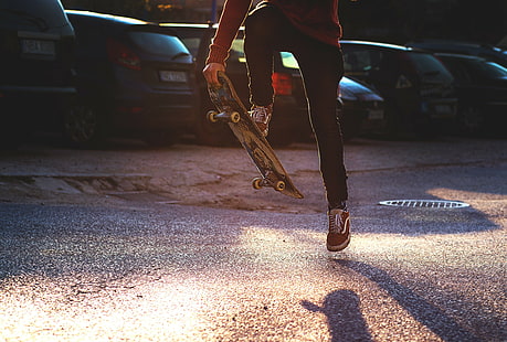 скейтбординг, улица, на улице, скейтборд, городской, HD обои HD wallpaper