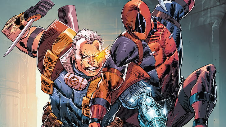 Deadpool, Cable, Marvel Comics, ilustrasi, seni digital, Wallpaper HD