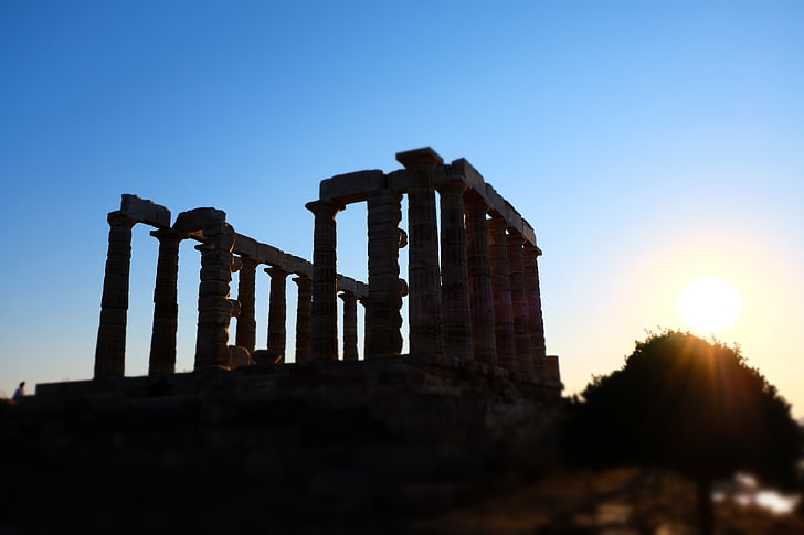 Poseidon, kuil, Yunani, mitologi, arsitektur, Wallpaper HD