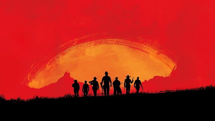 silueta de personas durante la ilustración al atardecer, Red Dead 3, Rockstar Games, Red Dead Redemption 2, Red Dead Redemption, Fondo de pantalla HD