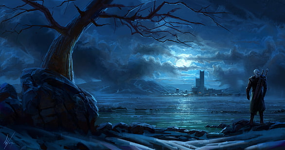 Wiedźmin 3: Dziki Gon, Geralt z Rivii, gry wideo, krajobraz, Tapety HD HD wallpaper