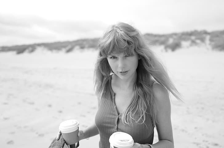 Taylor Swift, cantora, compositores, monocromática, HD papel de parede