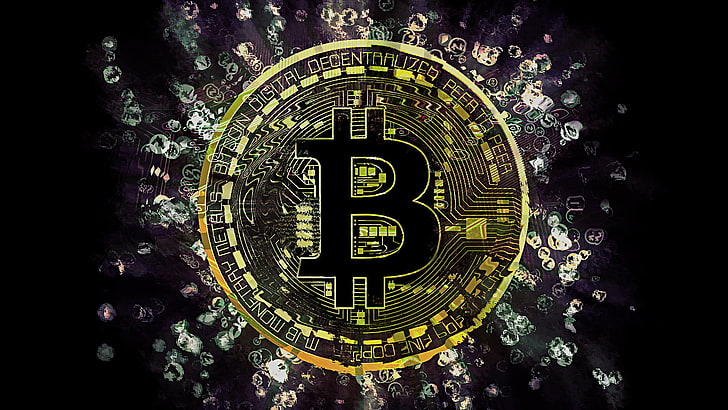 Ilustracja Bitcoin, Bitcoin, kryptowaluta, waluta, pieniądze, Tapety HD