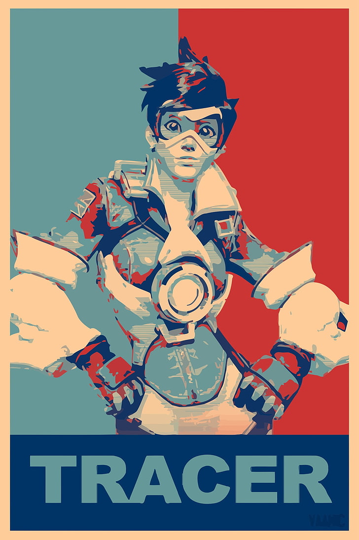 Poster Tracer Overwatch, propaganda, Tracer (Overwatch), Overwatch, Gamer, Wallpaper HD, wallpaper seluler