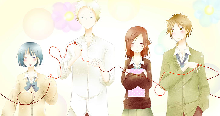 Isshuukan Freunde, Hase Yuuki, Fujimiya Kaori, Shougo Kiryuu, Saki Yamagishi, HD-Hintergrundbild