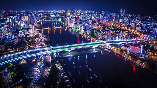 新潟市の夜景新潟市新潟市は、本州の北西海岸に位置し、携帯電話とノートパソコン用の日本最大のHD壁紙です、 HDデスクトップの壁紙 HD wallpaper