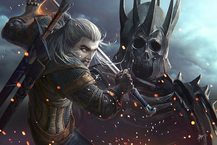 Wiedźmin, Wiedźmin 3: Dziki Gon, Eredin Bréacc Glas, Geralt of Rivia, Sword, Warrior, Tapety HD