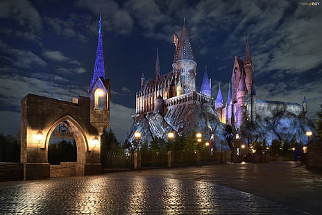 castillo, Hogwarts, decoración, Fondo de pantalla HD HD wallpaper
