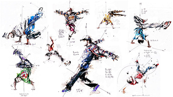 street dance chart, style, paint, colors, dancing, math, illustration, dance, freeze, Florian Nicole, Florian Nicolle, break dance, mathematic, geometry, body language, friezes, HD wallpaper