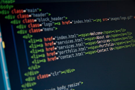 syntax highlighting, code, computer, HTML, Computer screen, pixels, HD wallpaper HD wallpaper