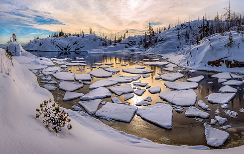 ice, snow, winter, nature, landscape, HD wallpaper HD wallpaper