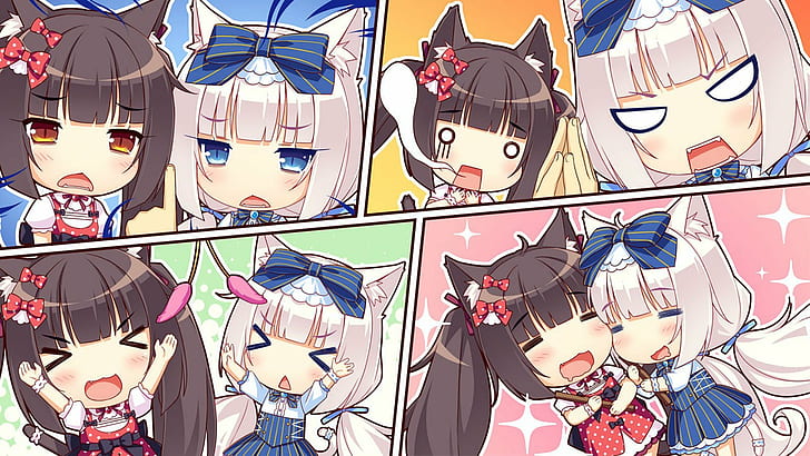 (sayori), catgirl, chibi, chocola, game, nekopara, sayori, vanilla, HD wallpaper