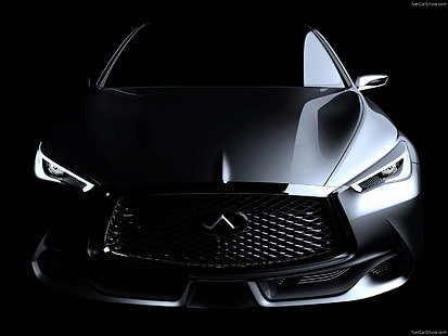 czarno-biały samochód Honda, Infiniti, 2015 Infiniti Q60 Coupe, twin-turbo, samochody koncepcyjne, auta wyścigowe, srebrny, wnętrza pojazdów, Tapety HD HD wallpaper