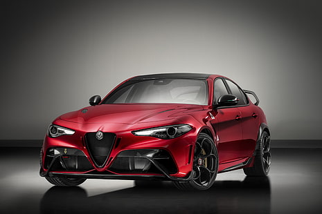 сиво, фон, Alfa Romeo, Giulia, GTAm, 2020, HD тапет HD wallpaper