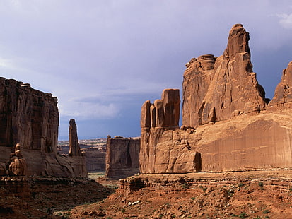 ภูมิประเทศ, อุทยานแห่งชาติ Arches, ยูทาห์, อุทยานแห่งชาติ, การก่อตัวของหิน, หน้าผา, วอลล์เปเปอร์ HD HD wallpaper
