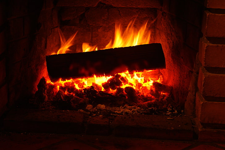 огън, камина, дърва, жарава, огън, HD тапет