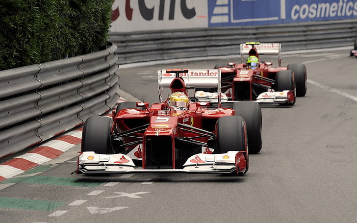 червен и черен двигател на автомобила, Фернандо Алонсо, Формула 1, HD тапет