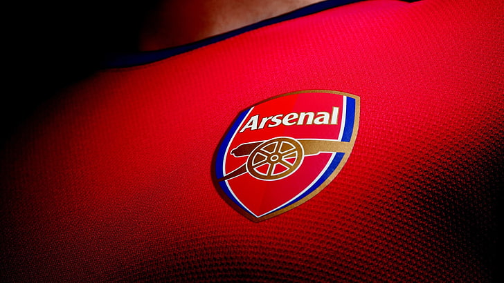 tessuto ricamato Arsenal rosso e blu, Arsenal London, Arsenal Fc, Sfondo HD
