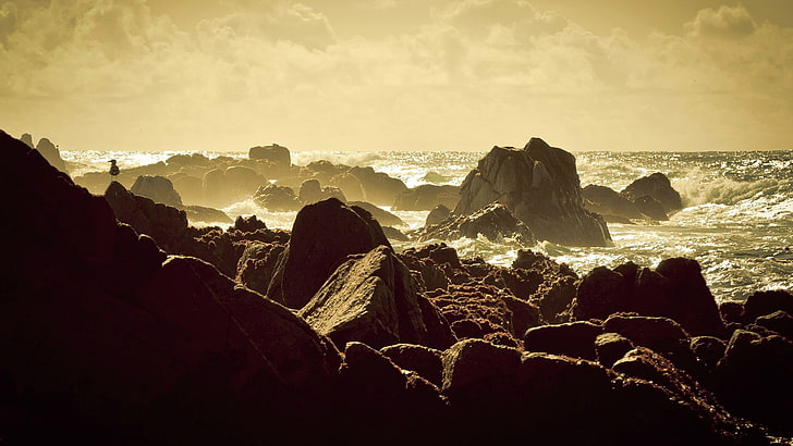 التصوير الفوتوغرافي والطبيعة والبحر والأمواج، خلفية HD