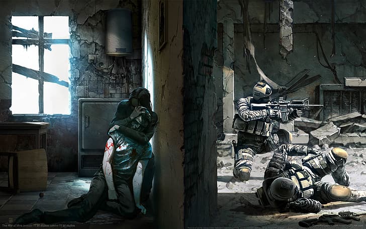 weapons, soldiers, fight, shootout, the basement, game, This War of Mine, HD wallpaper