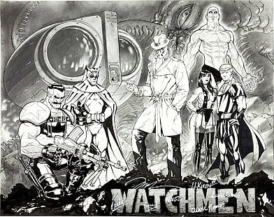 Watchmen, Doctor Manhattan, Jim Lee, Nite Owl, Rorschach, Silk Spectre, The Comedian (Watchmen), HD wallpaper HD wallpaper