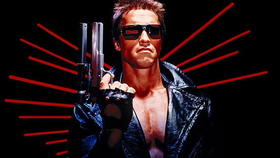 film, Terminator, Arnold Schwarzenegger, locandina del film, cyborg, pistola, Sfondo HD HD wallpaper