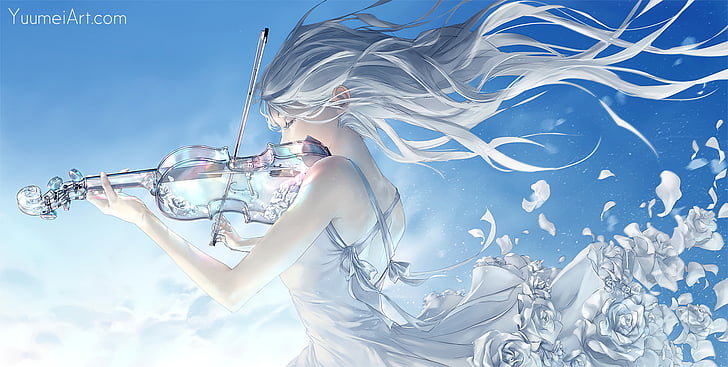 Anime, Original, Girl, Original (Anime), Violin, Violinist, HD wallpaper