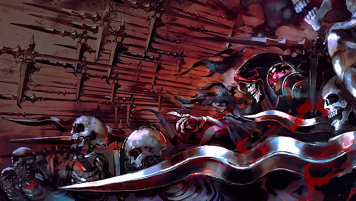 Anime, Overlord, Ainz Ooal Kleid, Dolch, Magier, Overlord (Anime), Skelett, Schädel, HD-Hintergrundbild