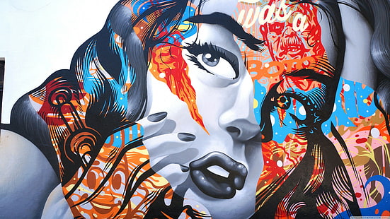 woman painting portrait, bioshock infinite, graffiti, girl, HD wallpaper HD wallpaper