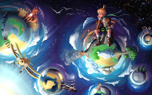 Kleiner Prinz, Fantasie, Weltraum, Cartoons, Junge, HD-Hintergrundbild HD wallpaper