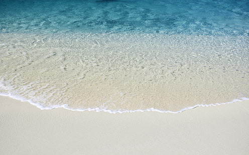 blaugrünes Meer, Strand, Meer, Sand, Wasser, Wellen, Schaum, HD-Hintergrundbild HD wallpaper