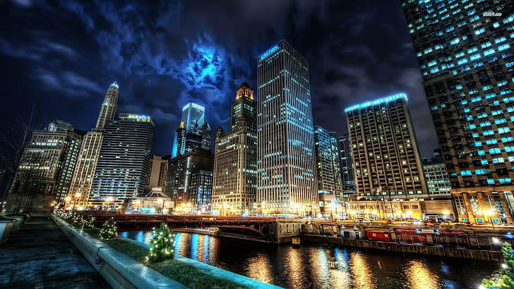 ✼.spectacular Chicago.✼, bridges, shopping malls, other, architecture, artistic, modern, spectacular chicago, road, colorful, HD wallpaper