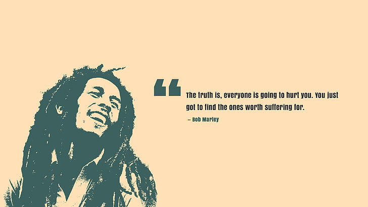 Боб Марли с цитатой иллюстрации, правда, ценность, Боб Марли, популярные цитаты, HD, HD обои